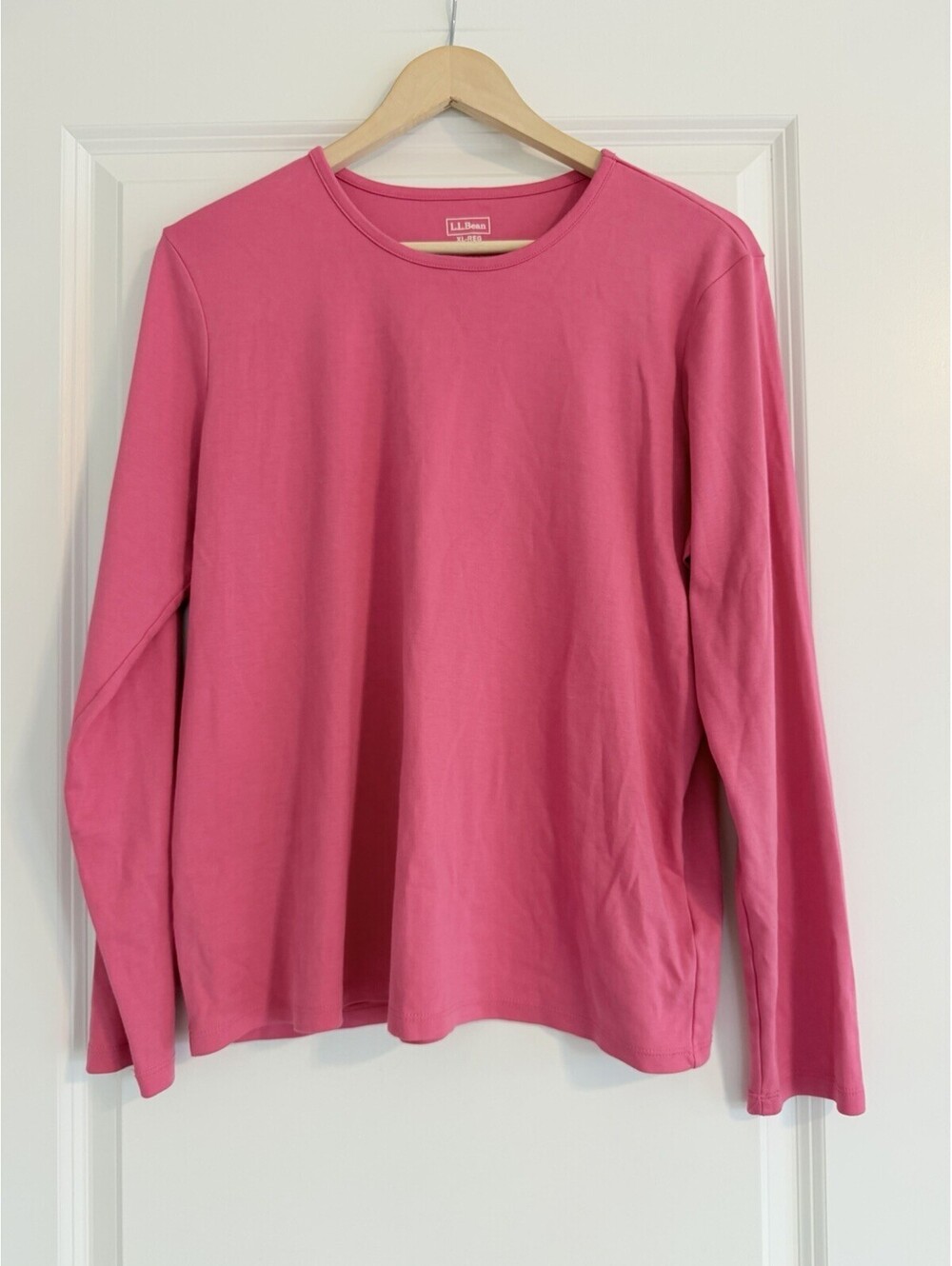 L.L.Bean Women's XL 100% Supima Cotton Long Sleeve Tee Pink Soft Luxury Basic